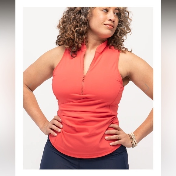 Line in the Sand Swim Tank Top Rashguard in Coral Pink, XXL - Picture 2 of 11